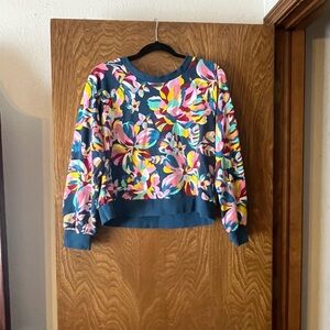 Floral Multicolor Women's Sweatshirt Cropped with tie back